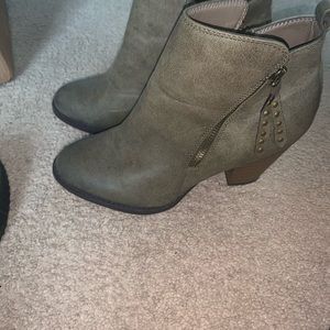 Adorable Olive green booties with short heel
